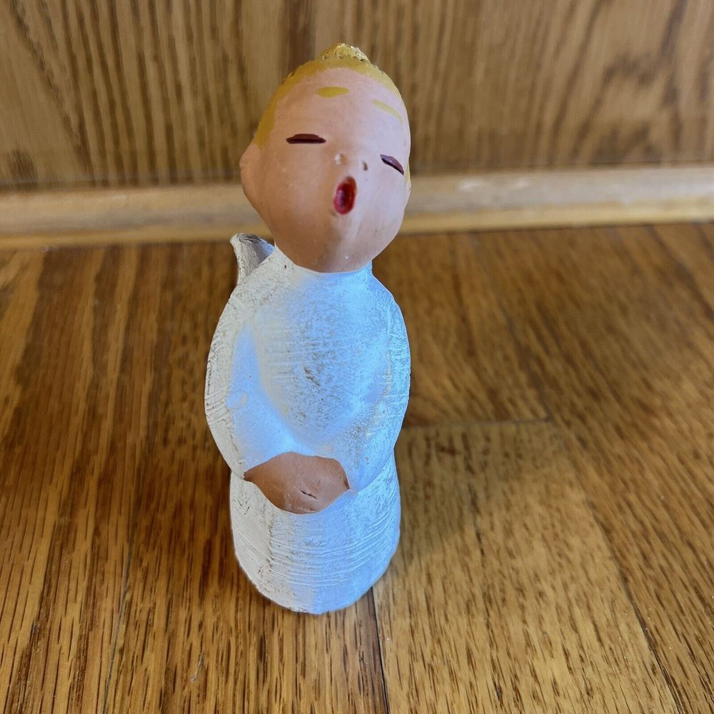 Vintage Terra cotta singing Angel figurine‎ by Jullar Style Spain Made Xmas 5"